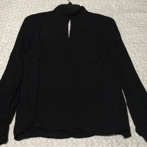 Black sheer blouse with keyhole